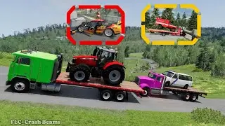 Shool Bus, Car, Truck, Big Car, City Buses vs  Logs Trap | Beamng Crash Test