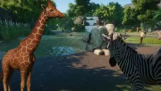🦓🦒Giraffe, Zebra and Ostrich habitat | Planet zoo, Speedbuild
