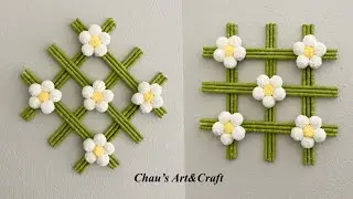 DIY Pompom Flowers Wall Hanging | Woolen craft | Yarn Craft | Pompom Ideas | Home Decor