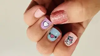 BTS BT21 Mang Gel Nail Strips Application #nails #nailart #naildesign #naildesigns #nailstrips #bts