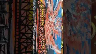 Acrylic Painting | Title-Mother Nature As An Artist | Sunrise at Howrah Bridge | Mullick Ghat | 2006