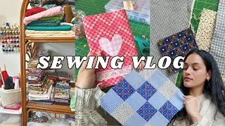 SEWING VLOG: my vintage fabric collection, sewing for ReSpun, estate sale haul