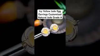 Icy Yellow Jade Egg Earrings Customized#earrings #necklace #gems #ring #jewellery #jewelry #pendant