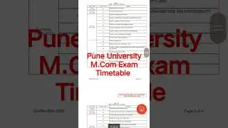 Pune University First Year M.Com Exam Timetable