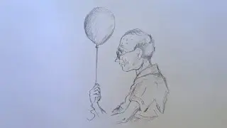 Cómo dibujar un anciano con un globo - dibujos paso a paso