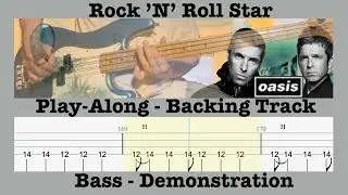 Rock 'N' Roll Star - Bass Play Along - Backing Track - Oasis - Guigsy - Rolling Tab - Demonstration