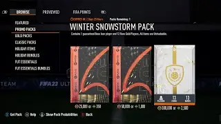 FIFA 23 Winter Snowstorm Pack Contains 1 guaranteed Base Icon player and 12 Rare Gold Players