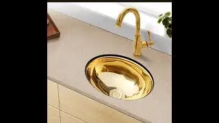 Find at  steel Gold kitchen Oval Sink and Golden Brass Faucet mixer