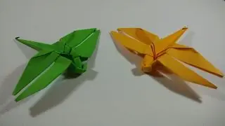 Como hacer una libelula de papel (insecto de origami)