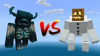 Warden против 10 мутантов-снежных големов в Minecraft