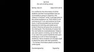 10 ENGLISH NOTICE WRITING  NO TOBACCO IN SCHOOL