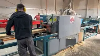 Square wood automatic cutting multi blade rip saw line,cutting width 400mm,height 200mm,Croatia site