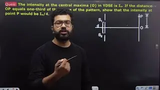 The intensity at the central maxima (O) in YDSE is Io. If the distance OP equals one-third of t