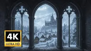 Winter Castle Snowscape | Tranquil Medieval Village Ambience for Focus & Rest