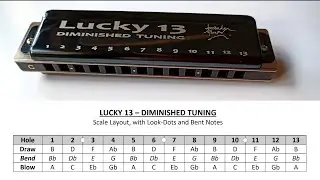 LUCKY 13 HARMONICA in DIMINSHED TUNING - All 12 Keys with 3 Breath Patterns, using Draw Bends Only!