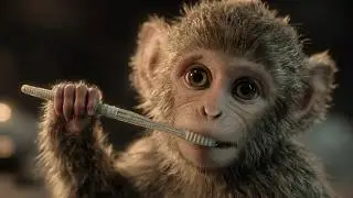 Little Monkey Brushing Teeth and Taking Bath - Funny Moments with Hindi Ryme