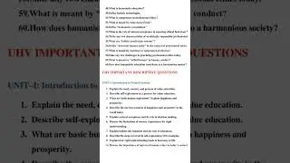 UHV 2 Important Short Answer and Long Answer Questions || UHV-2 Important Questions || UHV-2 || UHV
