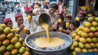 Refreshing Mango Juice Street Food 🥭 | Summer Special Fresh Mango Milkshake | Karachi Street Drink