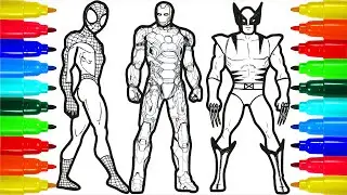 Heroes Spiderman Iron Man Thanos Wolverine Batman Thor  coloring pages