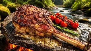 SHOCKING PERFECT TOMAHAWK STEAK Over Fire | Relaxing Outdoor Cooking