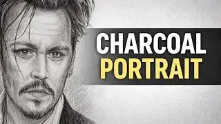 Drawing a Realistic Portrait with Charcoal Pencil    Timelapse