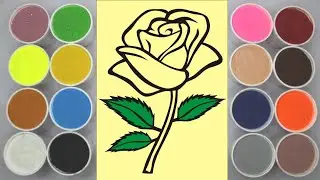 colored sand painting beautiful Red rose for kids and toddlers/how to coloring red rose with sand