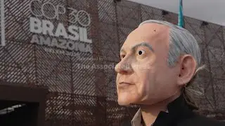 Activists protest Israeli delegation participating at UN climate talks in Brazil