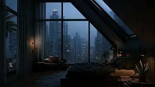 Cozy Rain Night in Miami 🌧️✨ | Relaxing Bedroom View & City Lights | Sleep & Chill Ambience
