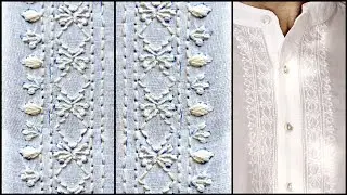 Chikankari Embroidery For Men's Kurta, Hand Embroidery Tutorial, Border Design