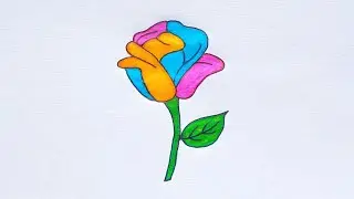 How To Draw Rainbow Rose | Easy Rose Drawing And Coloring For Beginners