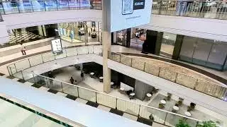 SF downtown Westfield. Mall slow pan view including old preserved former Emporium dept store dome