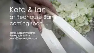 Kate & Ian at Redhouse Barns Wedding trailer by James Capper