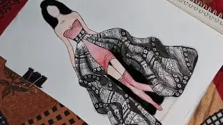 Girl with gown Zentangle dress 2020