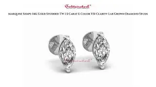 Marquise Shape-14K Gold Studded TW 1.5 Carat E Color VS1 Clarity Lab Grown Diamond Studs