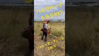 ハスクバーナ５５５RXTにシュレッダーブレード２枚刃装着　草刈機で草刈致しました#shorts #草刈り #草刈機