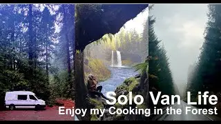 Solo Female Van Life| Deep Sleep Parked Behind Sahalie Fall, Cook in the Forest W/Full of +Energy