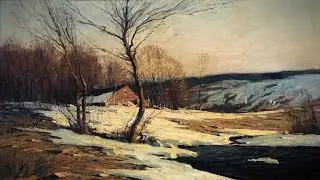 Moody Rustic Winter Woodland Landscape Painting | Silent TV Art Screensaver in 4K | 2 Hours