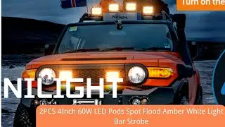 Nilight 4-Inch LED Pods &ndash; White & Amber Modes, Strobe & Beam Pattern Explained