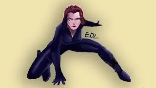 Speed Drawing Black Widow in MS Paint