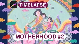 Timelapse Procreate - Digital Illustration - Ink Bleed Brush - MOTHERHOOD #2