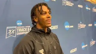 Terrence Jones after winning 2023 NCAA 60m title