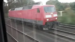 Bahnvideo Fenstersicht bei &Uuml;berholman&ouml;ver einer BR120
