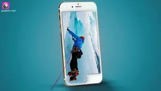 3D Snow Tracking On Mobile Pop Out Effect | photoshop 3D Mobile Manipulation | Photoshop Tutorial