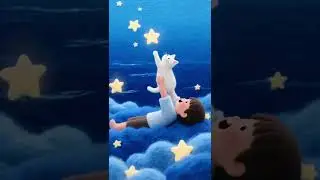 Kid Cuddles Kitten to Catch the Stars#funnyshorts #funny #cat #cute #cartoon #children