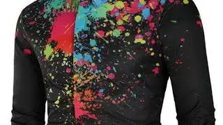Best Men's Partywear Casual Shirt.Hidden Button Paint Splatter Shirt.#short #casualshirt PickPro