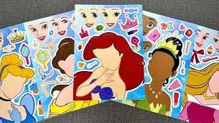 DISNEY PRINCESS Sticker Book Decorating👑 Fun Activity with Rapunzel, Ariel, Moana, Tina , Snow White