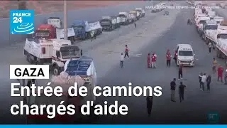 Entr&eacute;e de camions charg&eacute;s d'aide humanitaire dans la bande de Gaza &bull; FRANCE 24