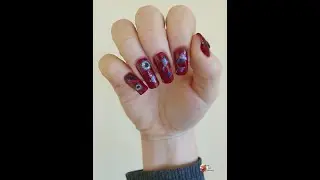 Halloween Nail Art using Daiso Nail Art Stickers #shorts #halloweennailart