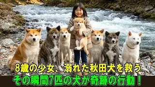 【奇跡の実話】8歳の女の子が溺れかけた子犬の秋田犬を救った…その直後、7匹の秋田犬たちが少女のもとに駆け寄り、信じられない光景が広がった！