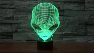 3D Optical Illusion Alien Head Lamp